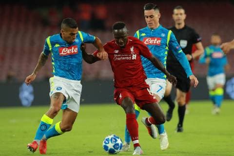Marques Loureiro Allan Napoli Naby Keitha Liverpool Jose Maria Callejon Napoli Napoli 03-10-2018 Stadio San Paolo Football Calcio UEFA Champions League 2018 2019 Group C Napoli - Liverpool Foto Cesare Purini Insidefoto cesarexpurini