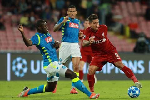 Kalidou Koulibaly Napoli Roberto Firmino Liverpool Napoli 03-10-2018 Stadio San Paolo Football Calcio UEFA Champions League 2018 2019 Group C Napoli - Liverpool Foto Cesare Purini Insidefoto cesarexpurini