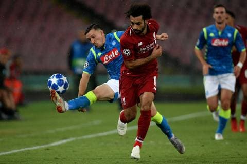 Mario Rui of Napoli Mohamed Salah of Liverpool Napoli 03-10-2018 Stadio San Paolo Football Calcio Uefa Champions League 2018 2019 Group C Napoli - Liverpool Foto Andrea Staccioli Insidefoto AndreaxStaccioli