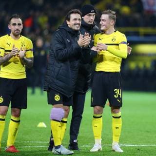 Wednesday 03 10 2018 Season 2018 2019 UEFA Champions League 2 Matchday Dortmund Signal Iduna Park BVB 09 Borussia Dortmund AS Monaco Jubel the Dortmund player after the final whistle Paco Alcacer Francisco Alcacer Garcia BVB Thomas Delaney BVB Marius Wolf BVB and Jacob Bruun Larsen BVB v