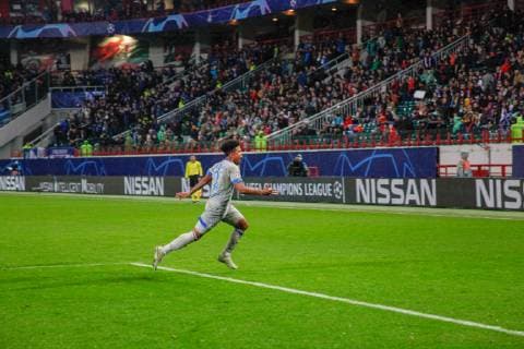 October 3, 2018 - Moscow, Russia - Schalke s Weston McKennie celebrates his goal during the Group D match of the UEFA Champions League between FC Lokomotiv Moscow and FC Schalke 04 at Lokomotiv Stadium on October 3, 2018 in Moscow, Russia. FC Lokomotiv Moscow v FC Schalke 04 - UEFA Champions League Group D  - ZUMAn230 20181003_zaa_n230_486 Copyright: xAlexxCavendishx