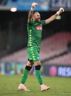 (181004) -- NAPLES, Oct. 4, 2018 -- Napoli s David Ospina celebrates victory after the UEFA Champions League Group C match between Napoli and Liverpool in Naples, Italy, Oct. 3, 2018. Napoli won 1-0. ) (SP)ITALY-NAPLES-FOOTBALL-UEFA CHAMPIONS LEAGUE-NAPOLI VS LIVERPOOL AlbertoxLingria 