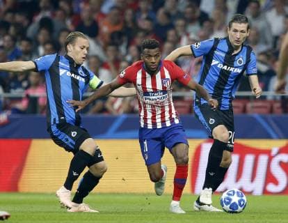 Partido de la Champions League disputado entre Atletico y Brujas. En la imagen, Lemar. Champions League match played between Atletico and Club Brugges. In this picture, Lemar. 