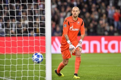 (181004) -- PARIS, Oct. 4, 2018 -- Goalie Milan Borjan of Red Star Belgrade is seen during the UEFA Champions League group C match 2nd round between Paris Saint-Germain and Red Star Belgrade in Paris, France on Oct. 3, 2018. Paris Saint-Germain won 6-1 at home. ) (SP)FRANCE-PARIS-FOOTBALL-UEFA CHAMPIONS LEAGUE-PARIS SAINT-GERMAIN VS RED STAR BELGRADE ChenxYichen 