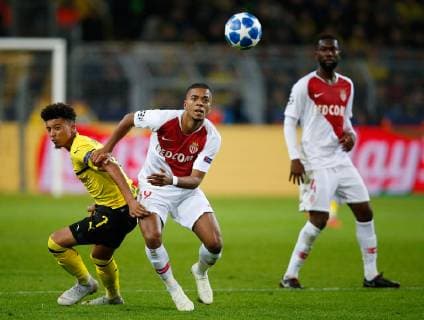 Dortmund Germany UEFA Champions League 2 Matchday 2 Borussia Dortmund AS Monaco 3 0 at Signal Iduna Park in Dortmund on 03 10 2018 Jadon Malik SANCHO BVB and Benjamin HENRICHS ASM 2 v re