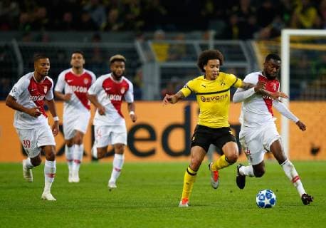 Dortmund Germany UEFA Champions League 2 Matchday 2 Borussia Dortmund AS Monaco 3 0 at Signal Iduna Park in Dortmund on 03 10 2018 Axel WITSEL BVB 2 v re and Jean Eudes AHOLOU ASM re