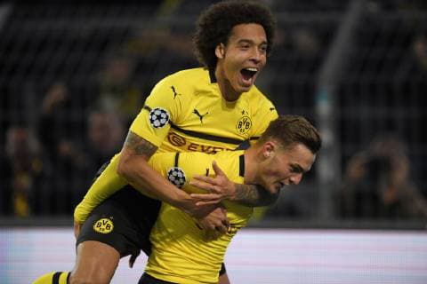 03 10 2018 Football UEFA Champions League Season 2018 2019 Preliminary Round 2 Matchday Borussia Dortmund AS Monaco 3 0 Jubilee Jacob Bruun Larsen Borussia Dortmund Axel Witsel Borussia Dortmund v re Team2