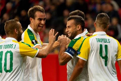 Leverkusen Germany 04 10 2018 UEFA Europa League 2018 19 Season Preliminary Round Group Stage Group A 2 Gameday Bayer 04 Leverkusen AEK Larnaka Torjubel celebrates Ivan Trickovski AEK Larnaka after scoring the 0 1 DeFodi001