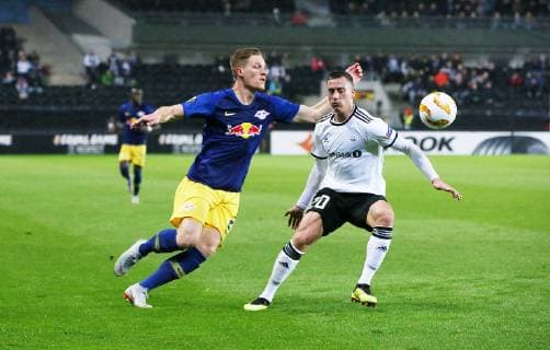 Trondheim RB Leipzig Soccer Euro League Trondheim 04 10 2018 Lerkendal Stadium Soccer UEFA Euro League Group B 2 Gameday Rosenborg BK Trondheim vs. RB Leipzig In the picture from the left Marcel Halstenberg 23 RB Leipzig and Alex Gersbach 20 Trondheim According to the UEFA regulations it is forbidden in the Stadium and or made by the game photos taken in the form of sequence images and or video-like photo galleries to use or recycle