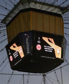 04 10 2018 xjhx Football UEFA Europa League Eintracht Frankfurt Lazio Rome Europe League Logo Stadium View Interior Lawn Video Cube DFL DFB REGULATIONS PROHIBIT ANY USE OF PHOTOGRAPH as IMAGE SEQUENCES and or QUASI VIDEO Frankfurt am Main