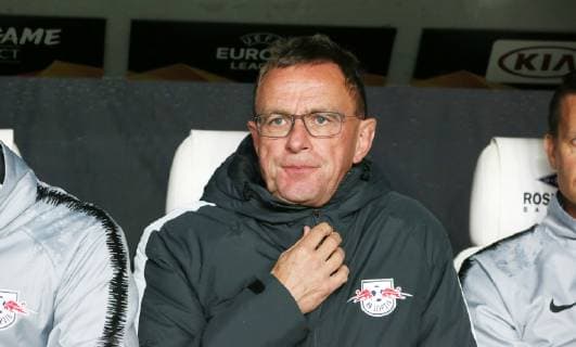 Trondheim RB Leipzig Soccer Euro League Trondheim 04 10 2018 Lerkendal Stadium Soccer UEFA Euro League Group B 2 Gameday Rosenborg BK Trondheim vs. RB Leipzig The picture shows head coach Ralf Rangnick RB Leipzig According to UEFAs guidelines, it is prohibited to take photos in the stadium and or the game in the form of sequence images and or video-like photo series to be used or recycled