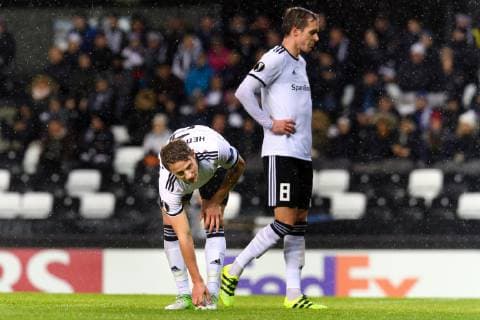 181004 Vegar Eggen Hedenstad and Anders Konradsen of Rosenborg looks dejected during the Europa League match between Rosenborg and RB Leipzig on October 4, 2018 in Trondheim Photo Jon Olav Nesvold BILDBYR N Code JE 160318  Copyright: JONxOLAVxNESVOLD BB181004JE026