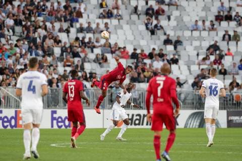 14 DAME N DOYE (KOB) - 04 JULES KOUNDE (BOR) FOOTBALL : Bordeaux vs Kobenhavn - Ligue Europa - 04 10 2018 FEP Panoramic 