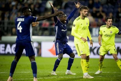 Anderlecht s Landry Dimata reacts during a game of Belgian soccer team RSC Anderlecht against Croatian team Dinamo Zagreb in Anderlecht, Thursday 04 October 2018, on day two of the Europa League group stage, in group D. JASPERxJACOBS  x05440630x
