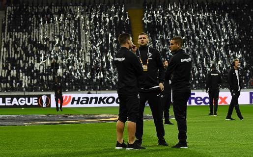 04 10 2018 xjhx Soccer UEFA Europa League Eintracht Frankfurt Lazio Rome empor t Luka Jovic Eintracht Frankfurt Ante Rebic Eintracht Frankfurt Mijat Gacinovic Eintracht Frankfurt DFL DFB REGULATIONS PROHIBIT ANY USE OF PHOTOGRAPHS as IMAGE SEQUENCES and or QUASI VIDEO Frankfurt am Main
