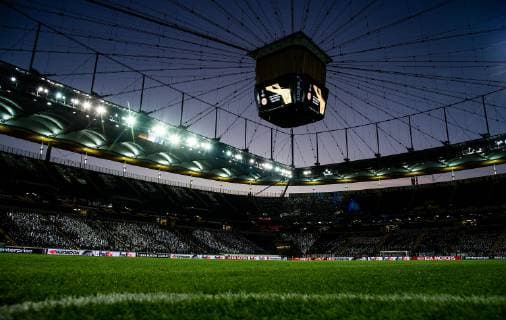 04 10 2018 xfux Football UEFA Europa League Eintracht Frankfurt Lazio Rome emspor v l view overview Commerzbank Arena in the evening interior turf pitch stadium Tribuene Frankfurt am Main