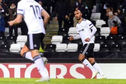 181004 Issam Jebali of Rosenborg after scoring 1 3 during the Europe League match between Rosenborg and RB Leipzig on October 4, 2018 in Trondheim Photo Jon Olav Nesvold BILDBYRAN Code JE 160318  Copyright: JONxOLAVxNESVOLD BB181004JE035
