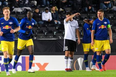 181004 Even Hovland or Rosenborglooks dejected after 0 3 during the Europa League match between Rosenborg and RB Leipzig on October 4, 2018 in Trondheim Photo Jon Olav Nesvold BILDBYRAN Code JE 160318  Copyright: JONxOLAVxNESVOLD BB181004JE037
