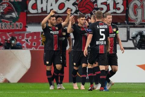 Leverkusen Germany 04 10 2018 UEFA Europa League 2018 19 Season Preliminary Round Group Stage Group A 2 Gameday Bayer 04 Leverkusen AEK Larnaka Torjubel for Lucas Alario B04 DeFodi512