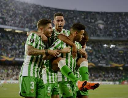 Real Betis v F91 Dudelange UEFA Europa League SEVILLE SPANIA October 04 The Real Betis player Cristian Tello celebrates the goal after scoring in the party belonging to the phase of groups of UEFA Europa League Group f facing the Real Betis v F91 Dudelange stadium Benito Villamarin 04th October 2018 photo Cristobal Duenas Cordon Press  xduenasx xx