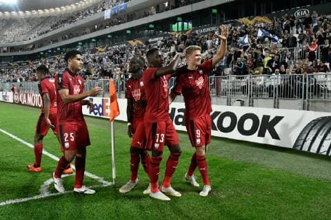 But et joie Younousse Sankhare (gir) FOOTBALL : Bordeaux vs Copenhague - 2eme Tour Ligue Europa - Bordeaux - 04 10 2018 ThierryBreton Panoramic 