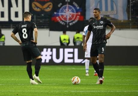 Kick-off of Luka Jovic Eintracht Frankfurt and Sebastien Haller Eintracht Frankfurt 04 10 2018 Eintracht Frankfurt vs Lazio Rome UEFA Europa League 2 Gameday Commerzbank Arena DISCLAIMER DFL regulations prohibit any use of images as image sequences or quasi video