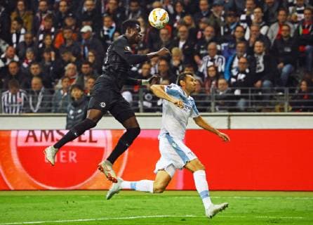 Danny da Costa Eintracht Frankfurt clears Senad Lulic Lazio Rome 04 10 2018 Eintracht Frankfurt vs Lazio Roma UEFA Europa League 2 Round of Commerzbank Arena DISCLAIMER DFL regulations prohibit any use of photographs or sequences