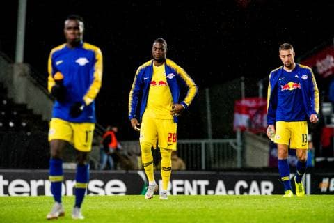 181004 Goalkeeper Yvon Mvogo or RB Leipzig after the Europe League match between Rosenborg and RB Leipzig on October 4, 2018 in Trondheim Photo Jon Olav Nesvold BILDBYRAN Code JE 160318  Copyright: JONxOLAVxNESVOLD BB181004JE043