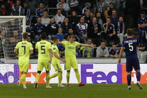 Izet Hajrovic attacker of Dinamo Zagreb celebrates scoring a penalty FOOTBALL : RSC Anderlecht vs Dinamo Zagreb - Ligue Europa - 04 10 2018 PhotoNews Panoramic  775219892