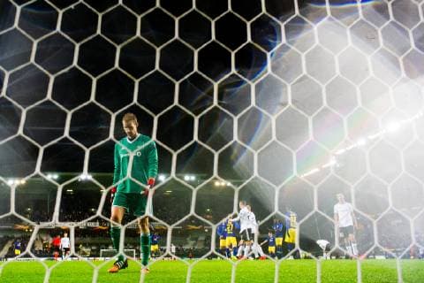 181004 Goalkeeper Andre Hansen of Rosenborg looks dejected after letting in the 0 3 goal during the European League match between Rosenborg and RB Leipzig on October 4, 2018 in Trondheim Photo Jon Olav Nesvold BILDBYRAN Code JE 160318  Copyright: JONxOLAVxNESVOLD BB181004JE054