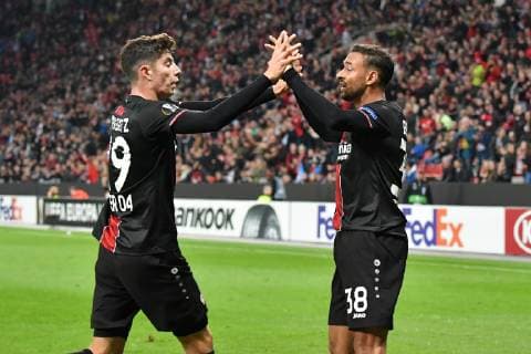 ENG UEFA EL Bayer 04 Leverkusen GER vs AEK Larnaca CYP 04 10 2018 BayArena Leverkusen Europaleque Preliminary Round GER UEFA EL Bayer 04 Leverkusen GER vs AEK Larnaka CYP DFL regulations prohibit any use of photographs picture sequences and quasi video in picture picture shows Kai Havertz Leverkusen Thanks again for Karim Bellarabi Leverkusen 38 for the cross to 1 1 nordphotox xMeuter nph00351