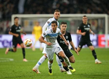 04 10 2018 Football UEFA Europa League 2018 2019 Group Stage 2 Gameday Eintracht Frankfurt Lazio at the Commerzbank Arena Frankfurt LR Luiz Felipe Lazio Rome in a duel with Luka Jovic Eintracht Frankfurt DFL and DFB regulations prohibit any use of images as image sequences and or almost video