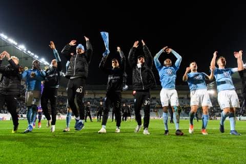 181004 The players of Malmö FF celebrates after the Europe League group stage match between Malmö FF and Besiktas on October 4, 2018 in Malmö Photo Petter Arvidson BILDBYR N Code PA 92119  Copyright: PETTERxARVIDSON BB181004PA067