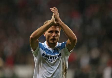 04 10 2018 Football UEFA Europa League 2018 2019 Group stage 2 Gameday Eintracht Frankfurt Lazio at the Commerzbank Arena Frankfurt Ciro Immobile Lazio Rome disappointed DFL and DFB regulations prohibit any use of photographs