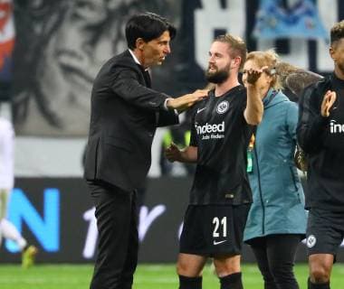 Marc Stendera Eintracht Frankfurt and Sports Manager Bruno Hübner Eintracht Frankfurt 04 10 2018 Eintracht Frankfurt vs Lazio Rome UEFA Europa League 2 Gameday Commerzbank Arena DISCLAIMER DFL regulations prohibit any use of images as image sequences or quasi video