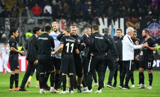 Siegesjubel Eintracht Frankfurt 04 10 2018 Eintracht Frankfurt vs Lazio Rome UEFA Europa League 2 Gameday Commerzbank Arena DISCLAIMER DFL regulations prohibit any use of images as image sequences or quasi video