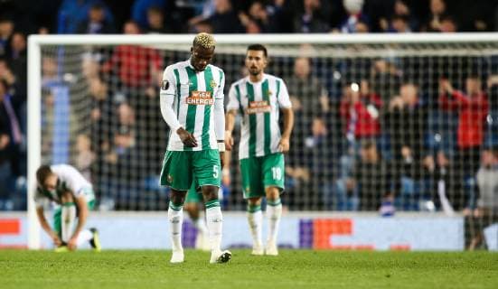 SOCCER - UEFA EL, Rangers vs Rapid GLASGOW,SCOTLAND,04.OCT.18 - SOCCER - UEFA Europa League, group stage, Glasgow Rangers FC vs SK Rapid Wien. Image shows Boli Bolingoli-Mbombo (Rapid). Keywords: Wien Energie. GEPAxpictures xPhilippxBrem