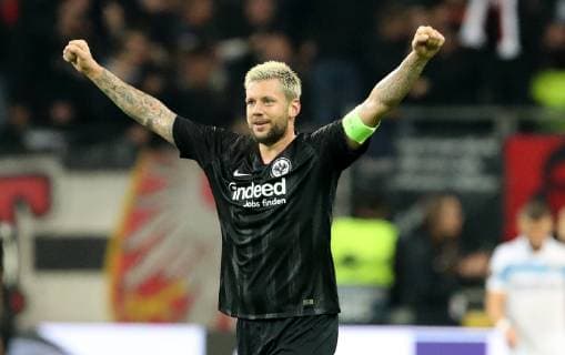 Germany Frankfurt am Main Commerzbank Arena 04 10 2018 Football UEFA Europa League Eintracht Frankfurt Lazio Rome Picture Marco Russ Eintracht Frankfurt 23 is pleased with the victory Copyright: HMBxMedia xHeikoxBecker