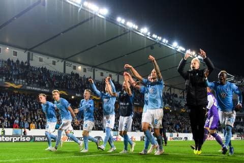 181004 The payers of Malmö FF celebrates after the Europe League group stage match between Malmö FF and Besiktas on October 4, 2018 in Malmö Photo Petter Arvidson BILDBYRAN Code PA 92119  Copyright: PETTERxARVIDSON BB181004PA069