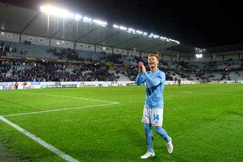 181004 Anders Christiansen or Malmö FF celebrates after the Europe League group stage match between Malmö FF and Besiktas on October 4, 2018 in Malmö Photo Petter Arvidson BILDBYR N Code PA 92119  Copyright: PETTERxARVIDSON BB181004PA070