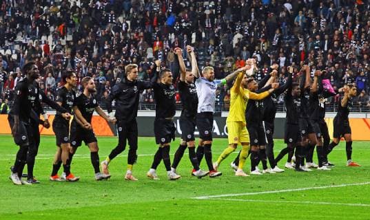Siegesjubel Eintracht Frankfurt 04 10 2018 Eintracht Frankfurt vs Lazio Rome UEFA Europa League 2 Gameday Commerzbank Arena DISCLAIMER DFL regulations prohibit any use of images as image sequences or quasi video