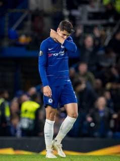 ?lvaro MORATA of Chelsea kisses the tattoo on his arm after scoring the winning goal during the UEFA Europa League group match between Chelsea and Videoton at Stamford Bridge, London, England on 4 October 2018. Copyright: xAndyxRowlandx PMI-2291-0021