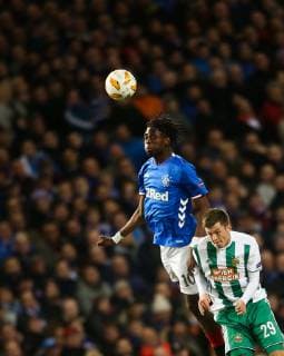 SOCCER - UEFA EL, Rangers vs Rapid GLASGOW,SCOTLAND,04.OCT.18 - SOCCER - UEFA Europa League, group stage, Glasgow Rangers FC vs SK Rapid Wien. Image shows Ovie Ejaria (Rangers) and Deni Alar (Rapid). Keywords: Wien Energie. GEPAxpictures xPhilippxBrem