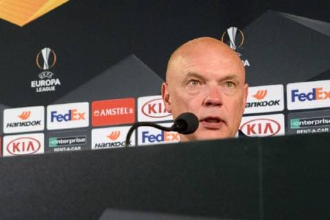 181004 Uwe Rösler head coach of Malmö FF a press conference after the Europe League group stage match between Malmö FF and Besiktas on October 4, 2018 in Malmö Photo Petter Arvidson BILDBYR N Code PA 92119  Copyright: PETTERxARVIDSON BB181004PA090