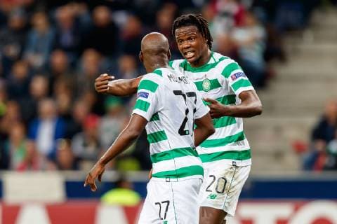 Austria Salzburg 04 10 2018 UEFA Europa League 2018 19 Season Group Stage 2 Gameday RB Salzburg Celtic Glasgow Youssouf Mulumbu CFC and Dedryck Boyata CFC discussion DeFodi048