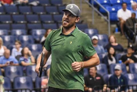 October 4, 2018 - St. Louis, Missouri, U.S - ANDY RODDICK reacts to hitting a shot out of bounds during the Invest Series True Champions Classic on Thursday, October 4, 2018, held at The Chaifetz Arena in St. Louis, MO (Photo credit ZUMA Press) Tennis 2018 - True Champions Classic - ZUMAu300 20181004_zaf_u300_009 Copyright: xRichardxUlreichx