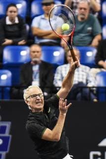 October 4, 2018 - St. Louis, Missouri, U.S - JOHN MCENROE serves the ball during the Invest Series True Champions Classic on Thursday, October 4, 2018, held at The Chaifetz Arena in St. Louis, MO (Photo credit ZUMA Press) Tennis 2018 - True Champions Classic - ZUMAu300 20181004_zaf_u300_029 Copyright: xRichardxUlreichx