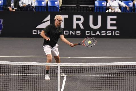 October 4, 2018 - St. Louis, Missouri, U.S - JOHN MCENROE with the forehand touch during the Invest Series True Champions Classic on Thursday, October 4, 2018, held at The Chaifetz Arena in St. Louis, MO (Photo credit ZUMA Press) Tennis 2018 - True Champions Classic - ZUMAu300 20181004_zaf_u300_030 Copyright: xRichardxUlreichx