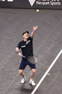 October 4, 2018 - St. Louis, Missouri, U.S - JIM COURIER starts his serve during the Invest Series True Champions Classic on Thursday, October 4, 2018, held at The Chaifetz Arena in St. Louis, MO (Photo credit ZUMA Press) Tennis 2018 - True Champions Classic - ZUMAu300 20181004_zaf_u300_041 Copyright: xRichardxUlreichx