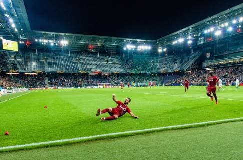 04 10 2018 Red Bull Arena Salzburg UEFA Champions League - FC Barcelona vs Celtic Glasgow Group B Torjubel FC Salzburg to 3 1 by Munas Dabbur FC Salzburg during the UEFA Europa League Group B match between FC Salzburg and Celtic Glasgow at the Red Bull Arena in Salzburg Austria on 2018 10 04 Salzburg  EX_ADE